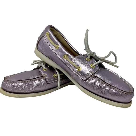 Sebago Seashell Two Eyed Light Pink Metallic Deck Shoe - Picture 2 of 15